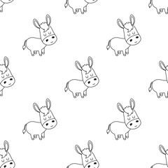 outline donkey seamless pattern