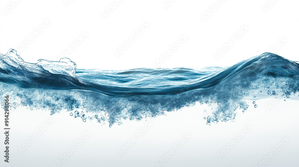 Aufkleber clear water wave cresting against a white background in a calm and serene setting
