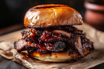  BBQ Brisket Sandwich with Sauce