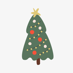 Hand drawn xmas tree. Vector illustration