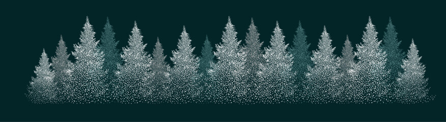 Christmas tree made of white dots. Snow needles. Happy New Year . hand drawing. Not AI, Vector illustrations. © Мария Неноглядова
