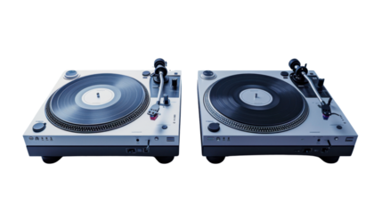 Turntables dj on transparent background