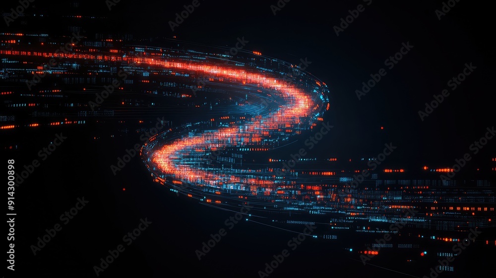 Aufkleber dynamic abstract light trail with vibrant colors in a dark backdrop, creating a sense of movement an