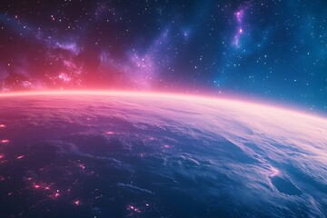 Obraz premium View from space of planet Earth, the nitrogen ozone layer