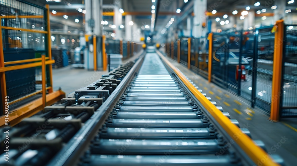 Poster automated modern factory with efficient manufacturing systems and copy space