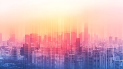 Modern minimalist cityscape with geometric buildings and pastel colors creating an abstract urban environment Stock Photo with copy space
