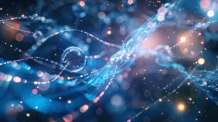 A blue and pink background with a blue sphere in the middle