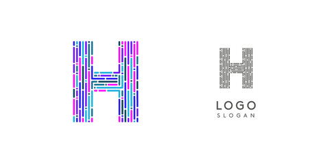 Colorful abstract letter H logo design with futuristic circuit pattern. Ideal for tech companies, digital media, software, apps, networking, branding. Vector illustration.