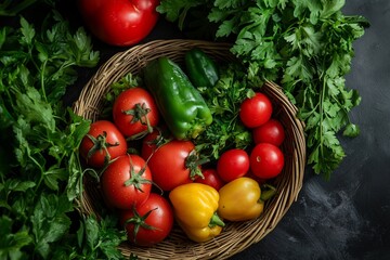Fresh Vegetables in a Basket