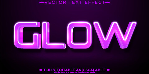 Glow editable text effect, editable shiny and bright text style