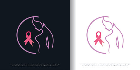 breast cancer logo design with creative concept premium vector