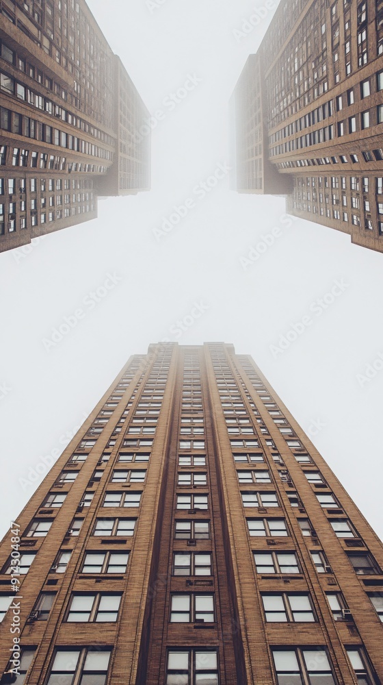 Poster abstract cityscape with clean geometric building shapes and soft pastel colors for a modern minimali