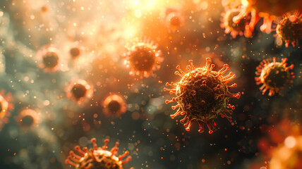 3D model of virus bacteria close up