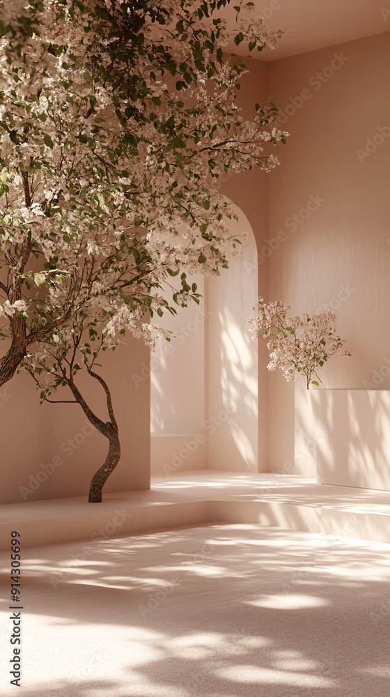 Aufkleber minimalistic urban design with abstract cityscape and geometric buildings in soft pastel colors stoc