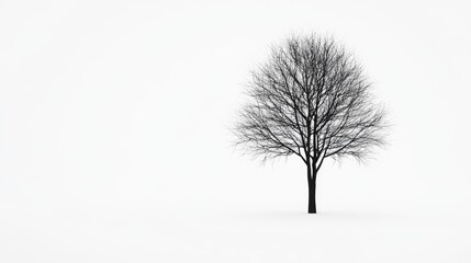Single minimalist tree on a white background, with clean lines and simple design