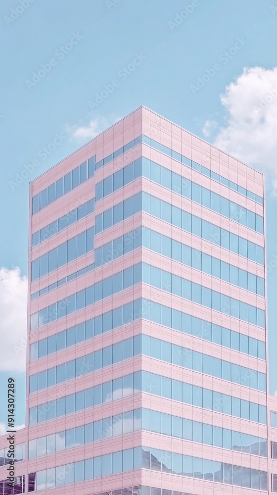 Aufkleber minimal urban scene with abstract geometric buildings and pastel tones for a clean and modern look s