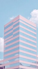 Fototapeta premium Minimal urban scene with abstract geometric buildings and pastel tones for a clean and modern look Stock Photo with copy space