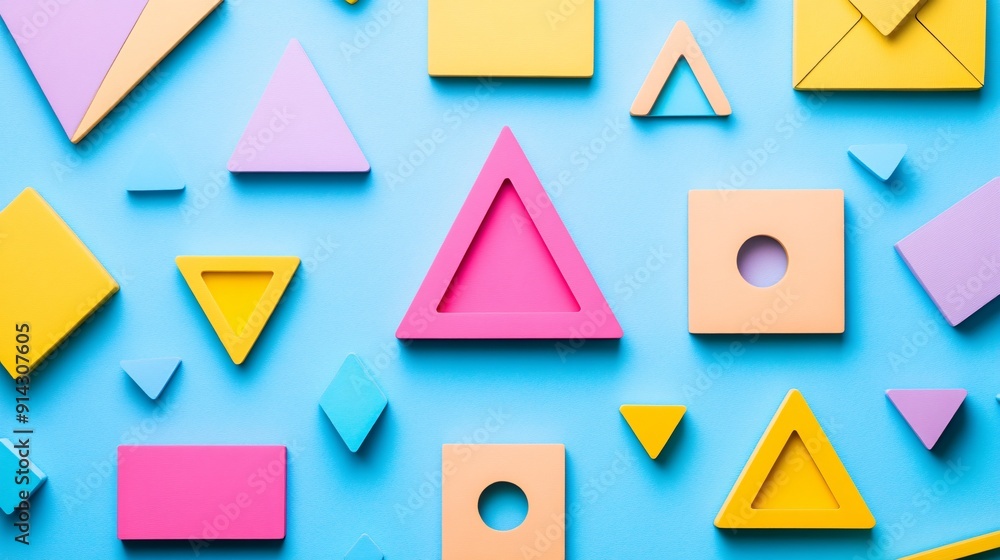 Poster high detail pastel-colored minimal symbols and icons with clean lines and flat design aesthetic stoc