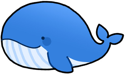 Blue Whale Sea Animals Cute Character Clip Art Doodle Cartoon