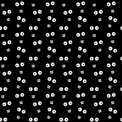 Vector halloween and day of dead seamless pattern.  Cute death's head white eyes and teeth on the black background. Modern design for clothes, fabric, paper, cover, interior decoration. 
