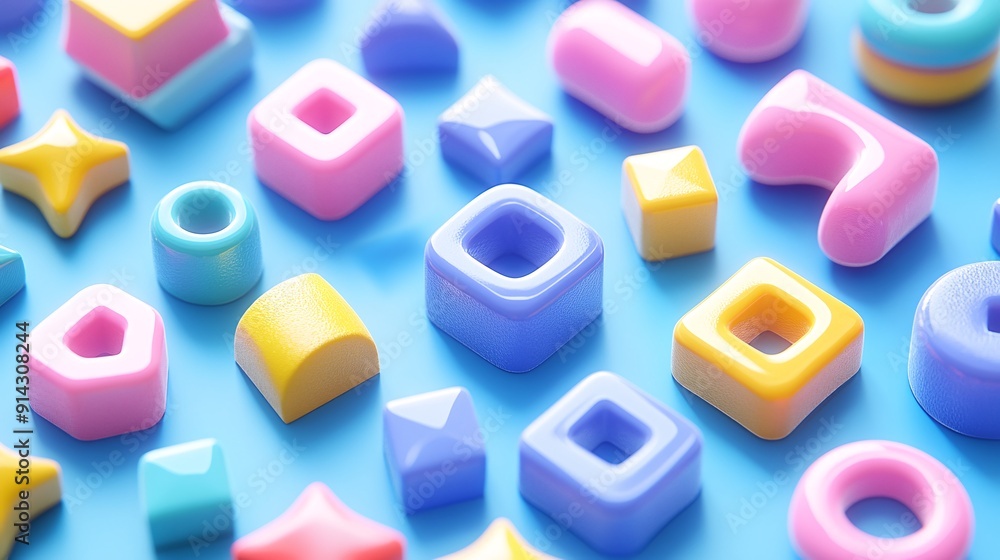 Aufkleber Pastel-colored minimal symbols and icons with high detail and clean flat design lines Stock Photo with copy space