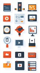 Fototapeta premium Minimal symbols and icons in flat design with clean lines and high detail rendered in pastel colors Stock Photo with copy space