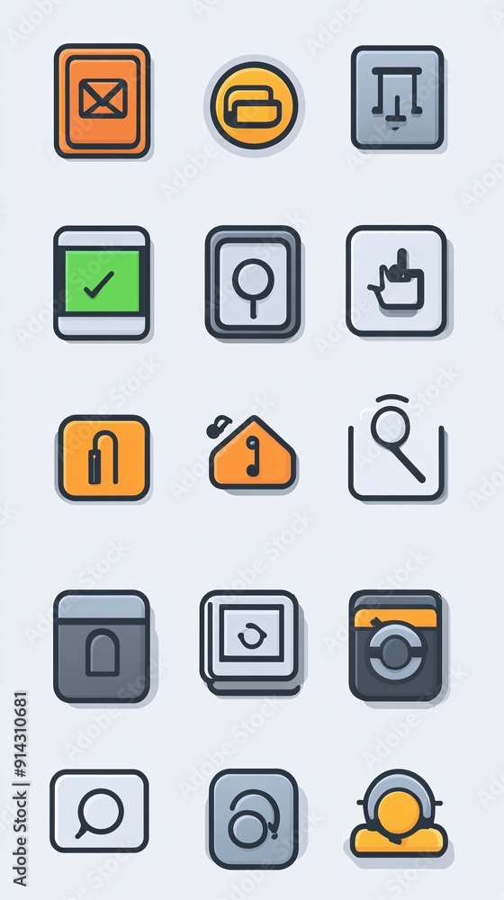 Poster clean-lined flat design icons and symbols in pastel tones with high detail minimalistic style stock 
