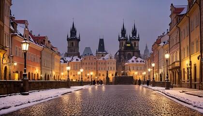 Obraz premium Winter in Historic Streets