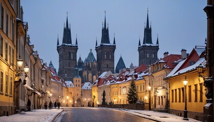 Obraz premium Winter in Historic Streets