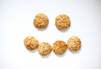 Whole grain cookies in the shape of a smile face