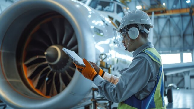 An aerospace engineer conducting stress tests on aircraft materials to ensure safety and durability.