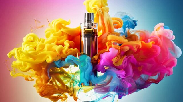 Abstract colorful vape. Electronic cigarette with smoke