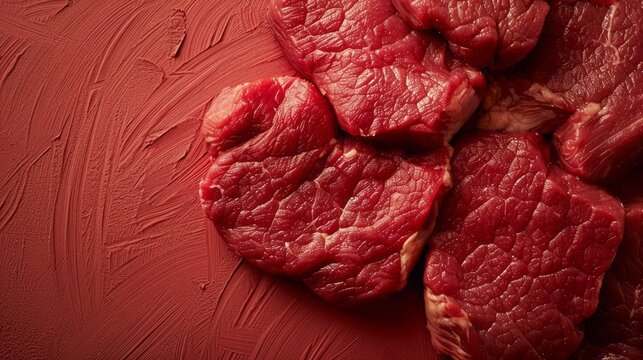 Raw red meat with copy space