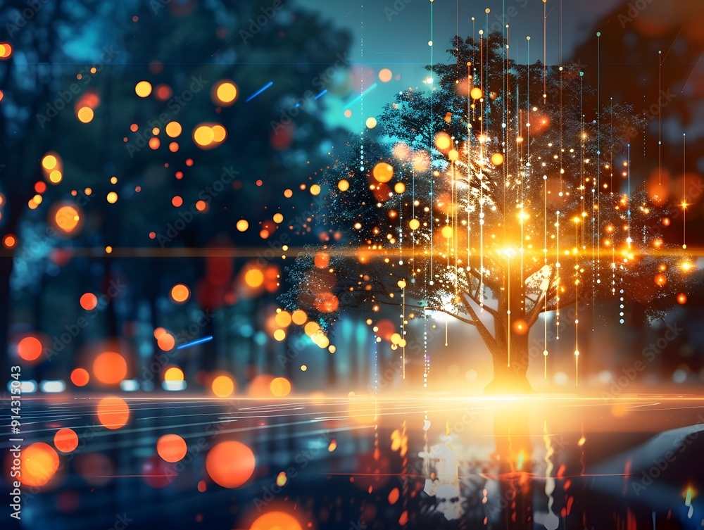 Poster tree of knowledge - abstract technology background.