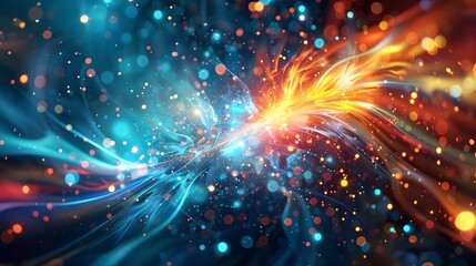 Naklejka premium Abstract Background with Blue and Orange Lights.