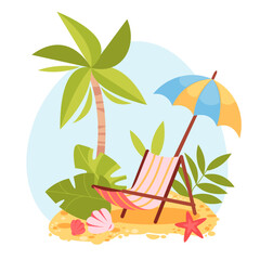 Tropical Beach Chair Summer Vacation Scene