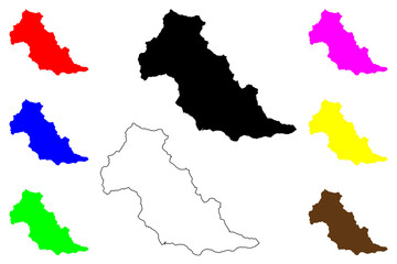 Patillas municipality (Commonwealth of Puerto Rico, Porto Rico, PR, Unincorporated territories of the United States) map vector illustration, scribble sketch Patillas map