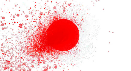 A red ball is surrounded by a cloud of red paint. It looks like the Japanese flag.