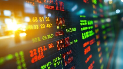 Fototapeta premium Stock Market Data on Bright Digital Screen