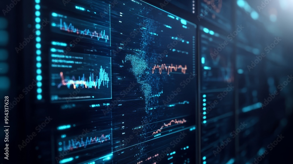 Poster digital display of global financial data