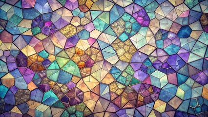 Colorful Geometric Mosaic with Soft Pastel and Jewel-Toned Patterns