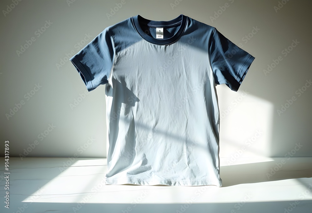 Canvas Prints A plain white t-shirt hanging on a wooden clothes hanger. T-shirt mock up.