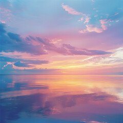 Fototapeta premium Serene Sunset at Sea: A Harmonious Blend of Pantone Colors Reflecting the Beauty of Nature at Dusk