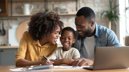 Fototapeta premium Family discussing bank account options with a financial advisor.