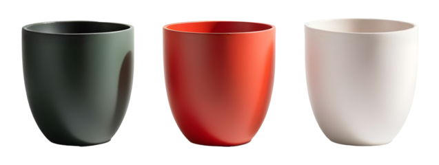 Ceramic plant pots isolated on transparent background
