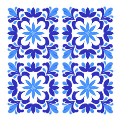 Mediterranean blue and white ceramic tile design.