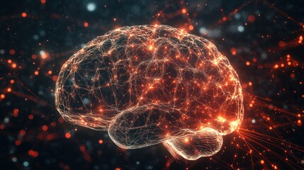 Fototapeta premium Abstract Brain Visualization with Glowing Lines