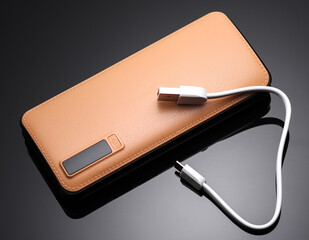 Power bank, external battery on a black background