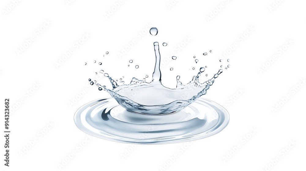 Poster a water drop splashing and creating ripples