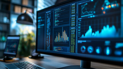 Obraz premium AI-driven analytics software on a computer screen.